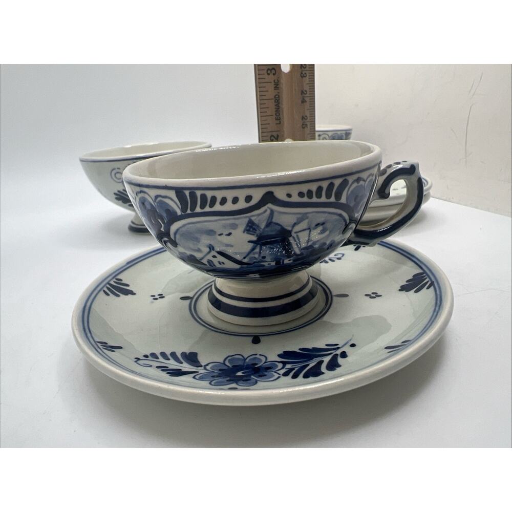 Vintage Hand Painted Delfts Blauw Blue Holland Tea Cup and Saucer Set 3 - Picture 9 of 10